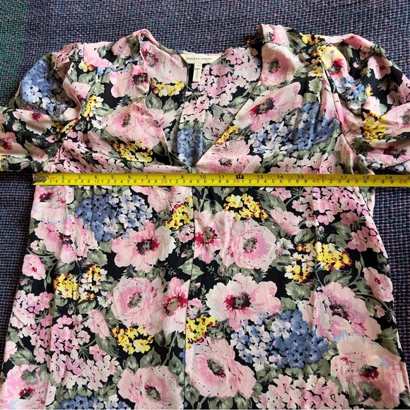 Rebecca Taylor Floral 100% Silk Short Sleeved Blouse - Size 4 - Picture 4 of 7